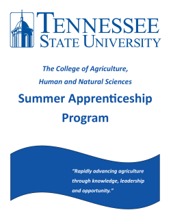 2015 Summer Apprenticeship Program Application