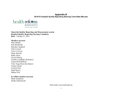 Appendix B 2014/15 Hospital Quality Reporting Steering Committee Minutes (PDF: 160KB/21 pages)
