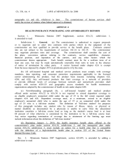 Laws of 2008: CHAPTER 358/Article 4 - Health Insurance Purchasing and Affordability Reform (PDF: 509KB/14 pages)