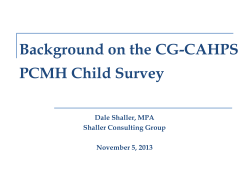 Background on the CG-CAHPS PCMH Child Survey November 5, 2013 (PDF)