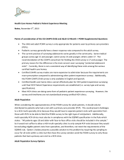 Minnesota Community Measures Pediatric Patient Experience Meeting Minutes November 5, 2013 (PDF)