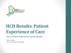 MNCM HCH Results: Patient Experience of Care 9-12-13 (PDF)