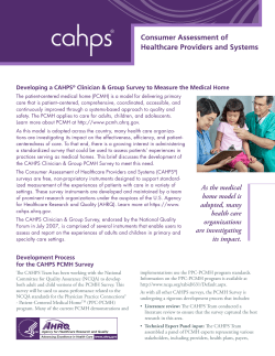 Developing a CAHPS Clinician Group Survey to Measure the Medical Home (PDF)