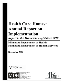 2010 report to the Legislature on Health Care Homes (PDF)