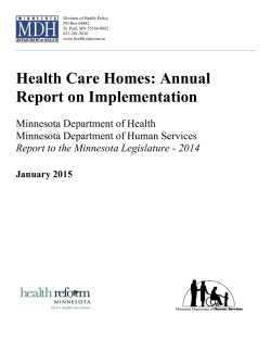 2014 Report to the Legislature on Health Care Homes (PDF)