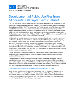 Development of Public use Files from Minnesota's All Payer Claims Dataset Fact Sheet (PDF)