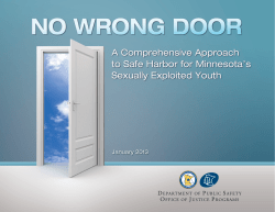 No Wrong Door: A Comprehensive Approach to Safe Harbor for Minnesota&rsquo;s Sexually Exploited Youth