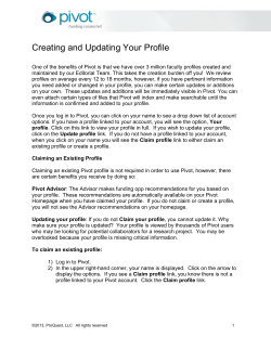 Creating and updating your Pivot Profile
