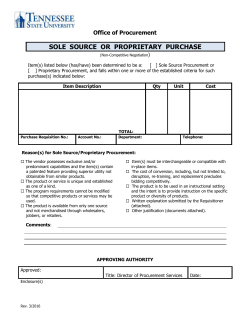 Sole Source or Proprietary