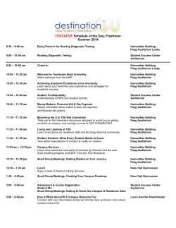 Destination TSU Student Schedule TENTATIVE