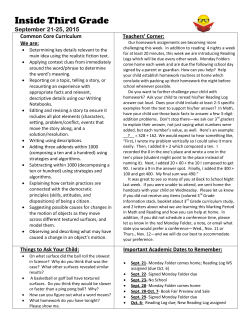 September 21, 2015 Newsletter
