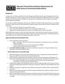 Alternate Financial Reconciliation Requirements for MDH Grants to Community Health Boards (PDF)