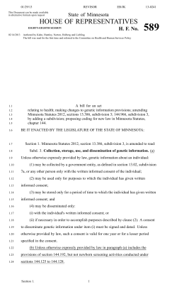 Genetic Information Authorization Legislation (PDF: 95KB/5 pages)