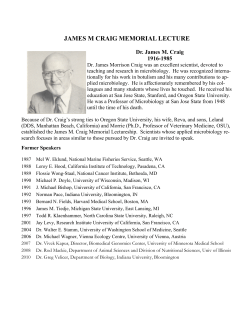 Additional Information - Craig Memorial Lecture - Linda Bisson