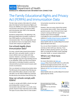 The Family Educational Rights and Privacy Act (FERPA) and Immunization Data (PDF)