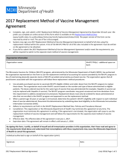 2016 Minnesota Vaccines for Children (MnVFC) Program Replacement Method Agreement (PDF)
