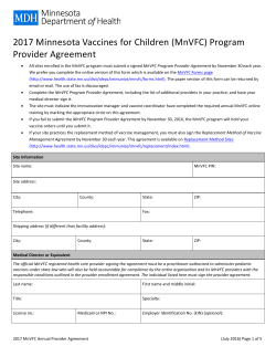 2016 Minnesota Vaccines for Children (MnVFC) Program Provider Agreement (PDF)