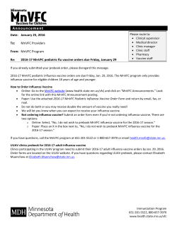 2016-17 MnVFC Pediatric Flu Vaccine Orders Due Friday, January 29 (PDF)