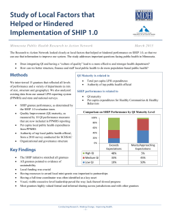 Study of local factors that helped or hindered implementation of SHIP 1.0 (PDF)
