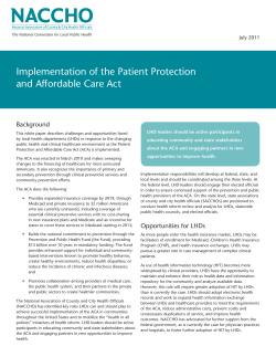 NACCHO: Implementation of the Patient Protection and Affordable Care Act (PDF)