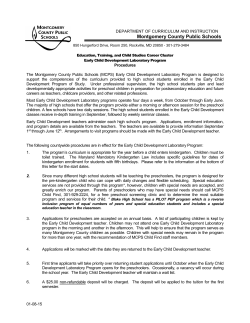 2015-2016 Preschool Procedures