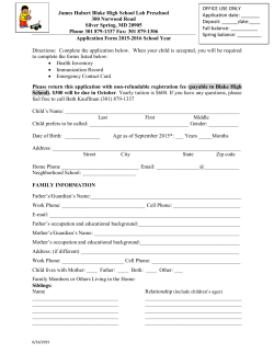2015-2016 Preschool Application