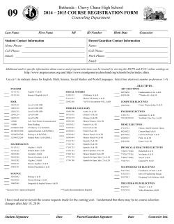 9th Grade Course Registration Card