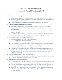 Personal Project FAQ
