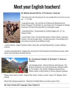 MEET YOUR ENGLISH TEACHERS! > See Profiles