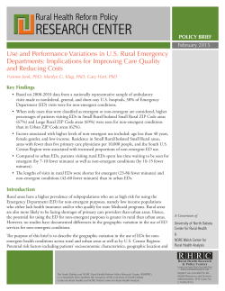 Use and performance variations in U.S. rural emergency departments: Implications for improving care quality and reducing costs