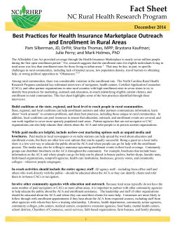 Best practices for health insurance marketplace outreach and enrollment in rural areas