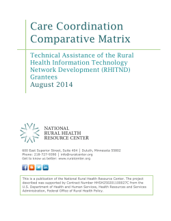 Care coordination comparative matrix