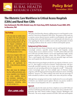 The obstetric care workforce in Critical Access Hospitals (CAH) and rural non-CAHs
