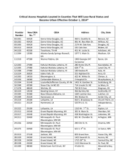 Critical Access Hospitals in areas no longer considered rural