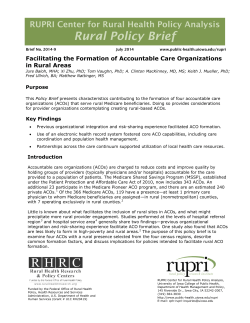 Facilitating the formation of Accountable Care Organizations in rural areas