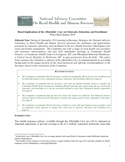 Rural implications of the Affordable Care Act outreach, education and enrollment