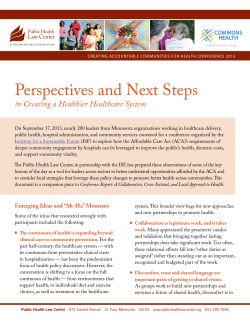 Perspectives and Next Steps in Creating a Healthier Health Care System