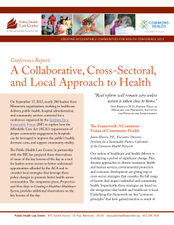 A Collaborative, Cross-Sectoral and Local Approach to Health