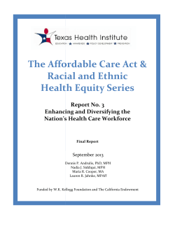 Enhancing and diversifying the nation's health care workforce