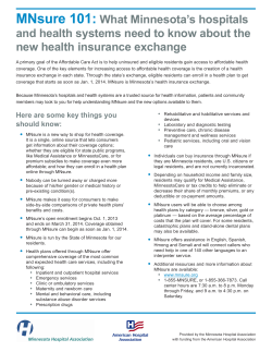MNsure 101: What Minnesota's hospitals and health systems need to know about the new health insurance exchange