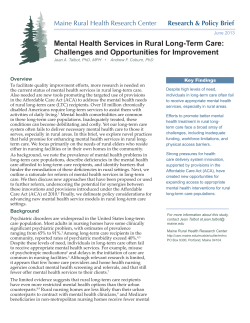 Mental health services in rural long-term care: challenges and opportunities for improvement