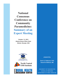 Community Paramedics: Summary of an expert meeting
