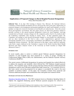 Implications of Proposed Changes to Rural Hospital Payment Designations