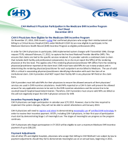 Fact Sheet: CAH Method II physician participation in the Medicare EHR incentive program