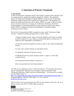 Section I. Selection of Priority Chemicals (PDF: 113KB/5 pages)