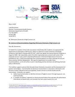 Minnesota Impacted Stakeholder Coalition: Concerns and Recommendations Regarding Minnesota Chemicals of High Concern List, May 4, 2010 (PDF: 282KB/13 pages)