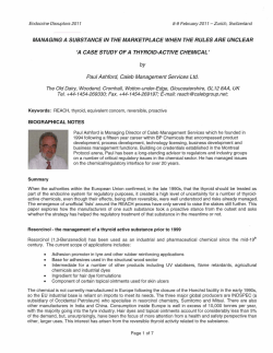 Managing a Substance in the Marketplace when the Rules are Unclear 'A Case Study of a Thyroid-Active Chemical' C by Paul Ashford, Caleb Management Services Ltd. (PDF: 1,716KB/7 pages)