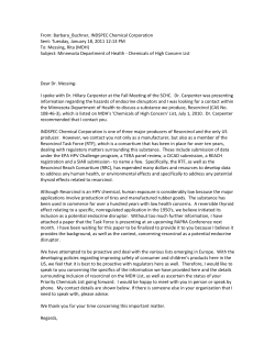 Resorcinol Task Force: Chemicals of High Concern List: Letter to MDH, January 18, 2011 (PDF: 107KB/2 pages)