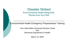 Disaster Strikes - Environmental Health Responds: Stories from the Field