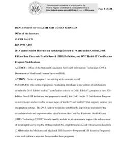 2015 Edition Health IT Certification Criteria, 2015 Edition Base Electronic Health Record (EHR) Definition, and ONC Health IT Certification Program Modifications